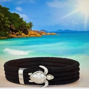 Silver Turtle Blue Bracelet